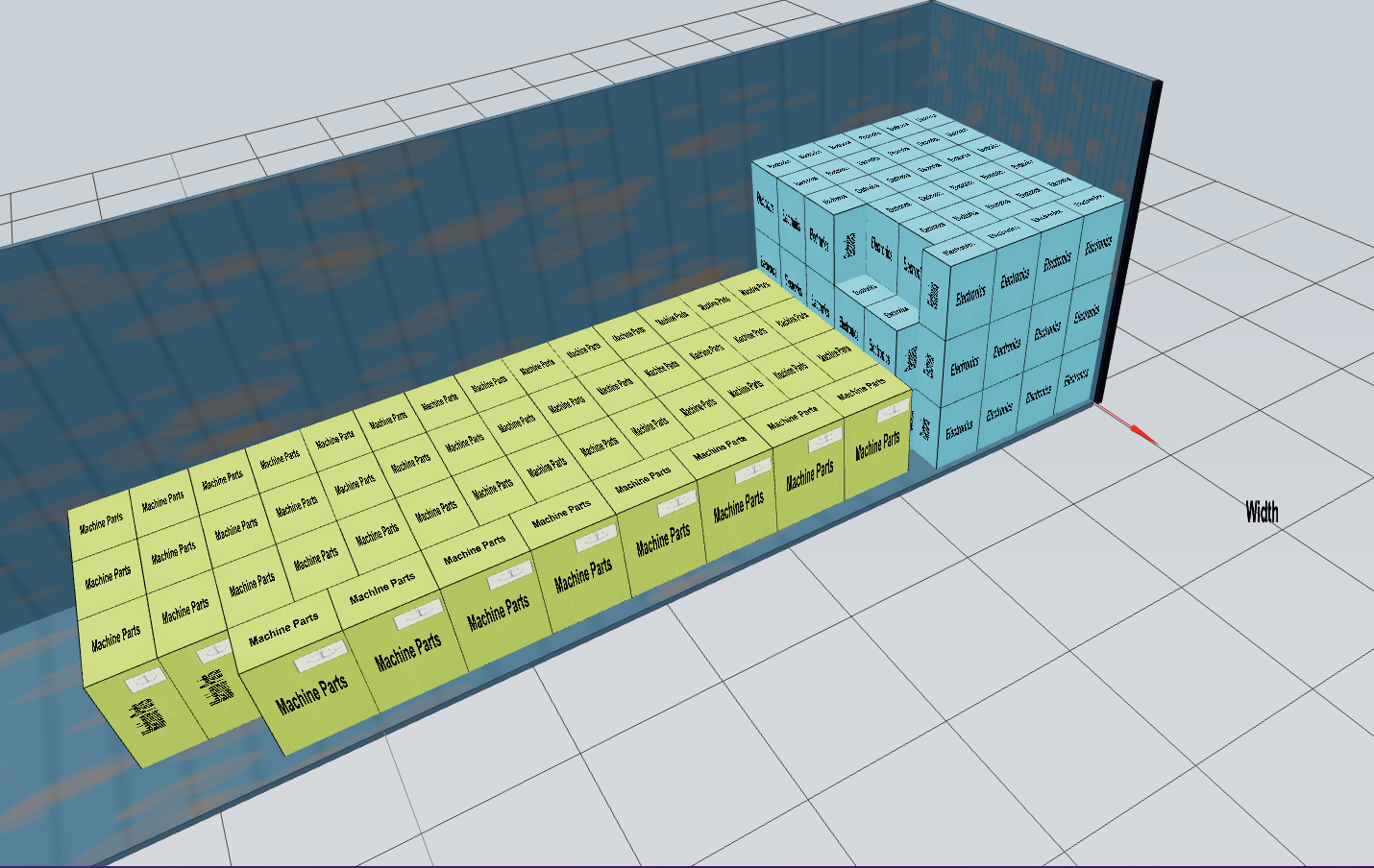 3D container loading visualization