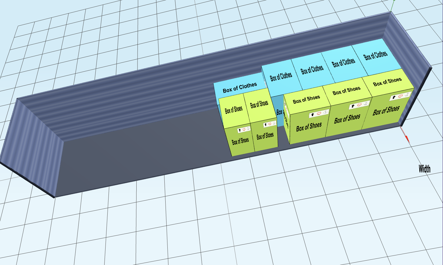 Cargo loaded in product bands rather than scattered through the container