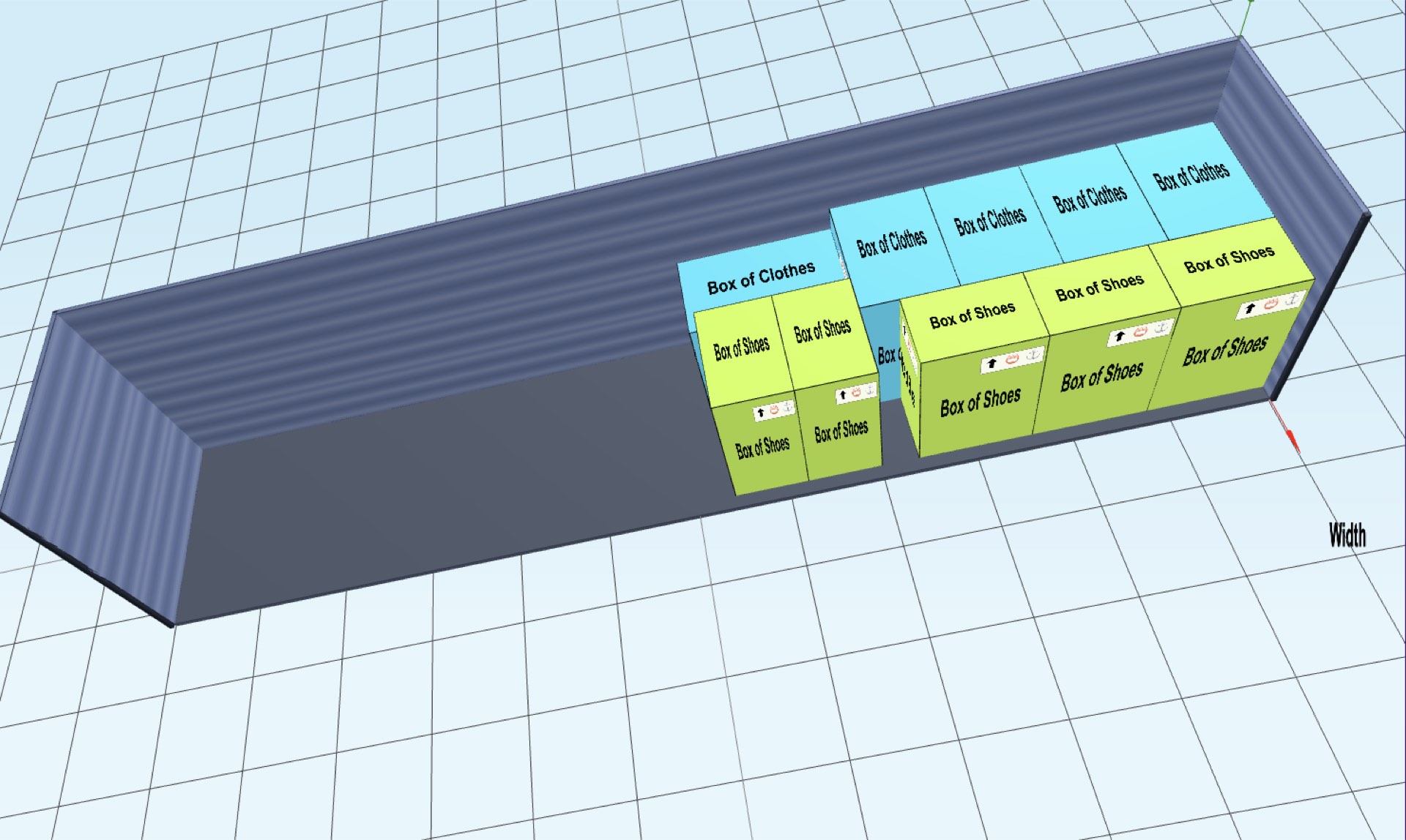 Real-time batch loading showing incremental cargo placement