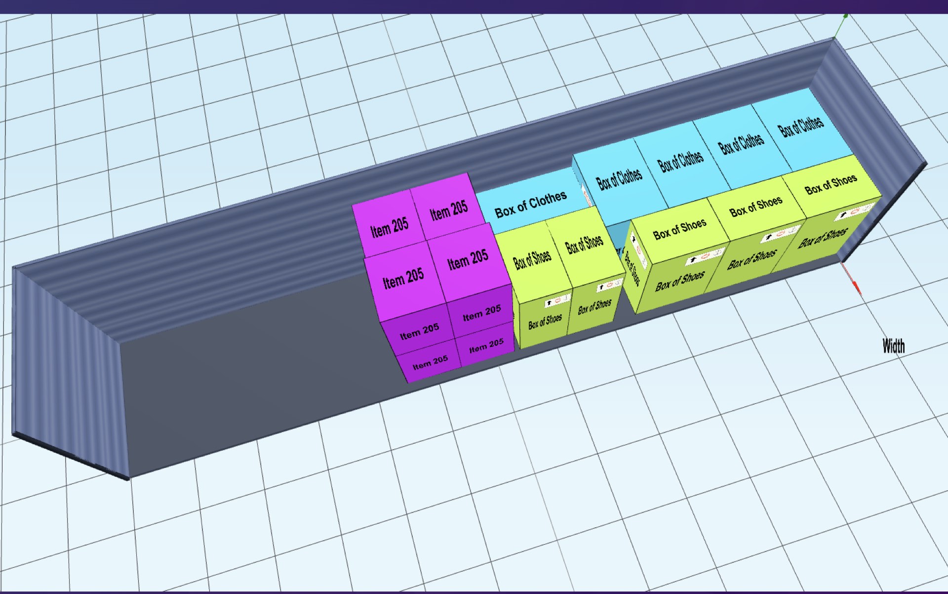 Real-time batch loading showing incremental cargo placement