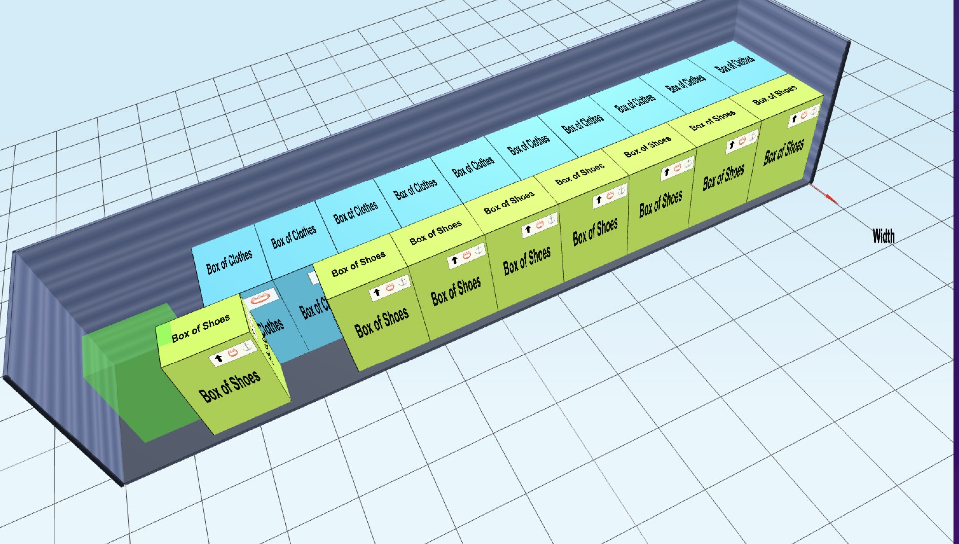 Interactive drag and drop container loading interface
