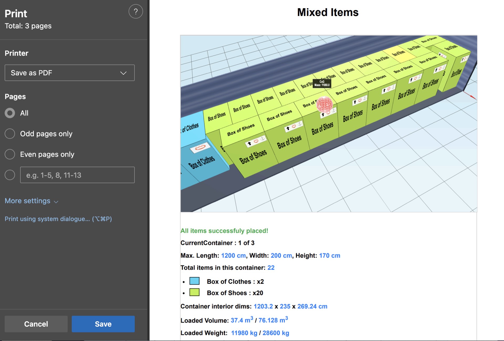 Professional printable container loading reports